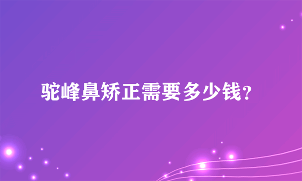 驼峰鼻矫正需要多少钱？