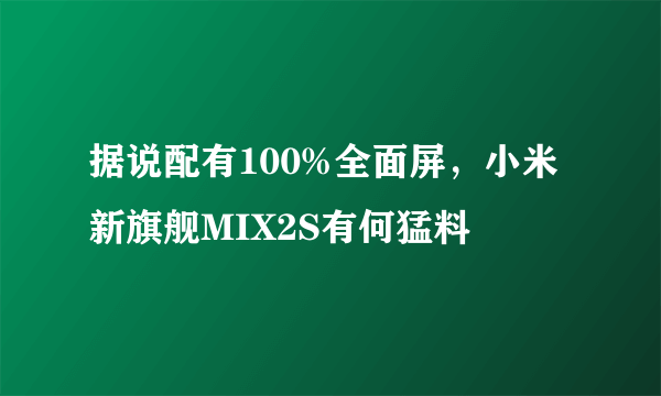 据说配有100%全面屏，小米新旗舰MIX2S有何猛料