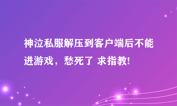 神泣私服解压到客户端后不能进游戏，愁死了 求指教!