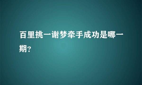 百里挑一谢梦牵手成功是哪一期？