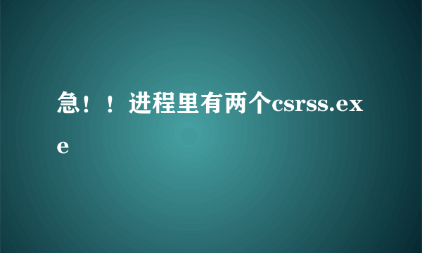 急！！进程里有两个csrss.exe