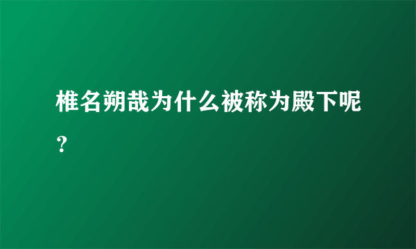 椎名朔哉为什么被称为殿下呢？