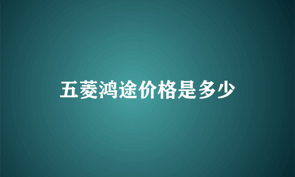 五菱鸿途价格是多少
