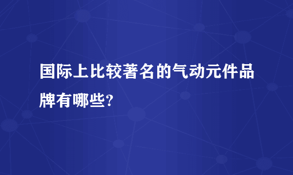 国际上比较著名的气动元件品牌有哪些?