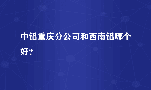 中铝重庆分公司和西南铝哪个好？
