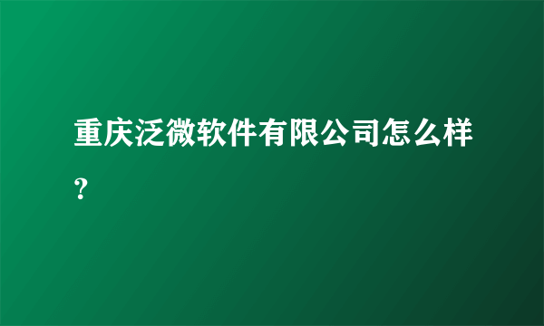 重庆泛微软件有限公司怎么样？