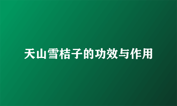 天山雪桔子的功效与作用