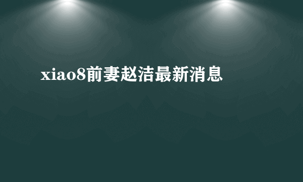 xiao8前妻赵洁最新消息