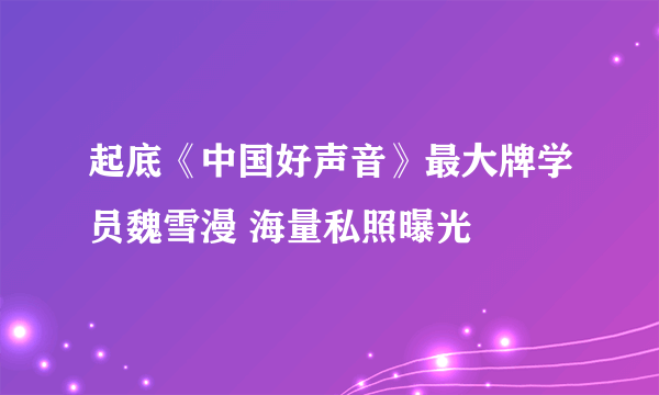 起底《中国好声音》最大牌学员魏雪漫 海量私照曝光 