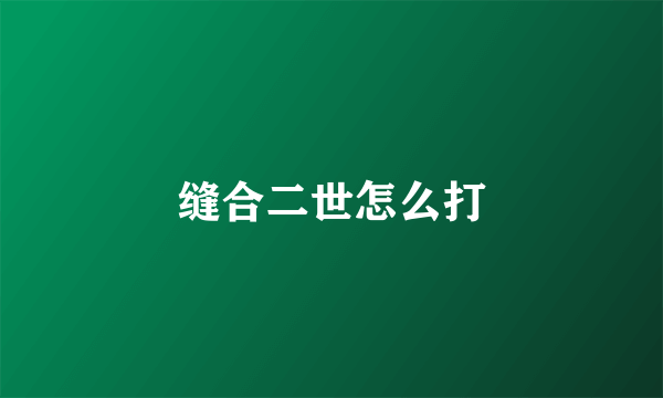 缝合二世怎么打