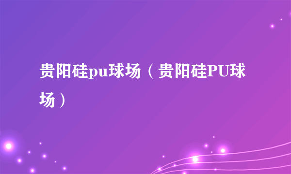 贵阳硅pu球场（贵阳硅PU球场）