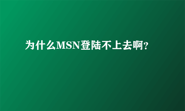 为什么MSN登陆不上去啊？