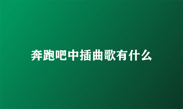 奔跑吧中插曲歌有什么