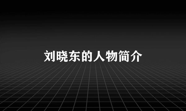 刘晓东的人物简介