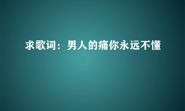 求歌词：男人的痛你永远不懂