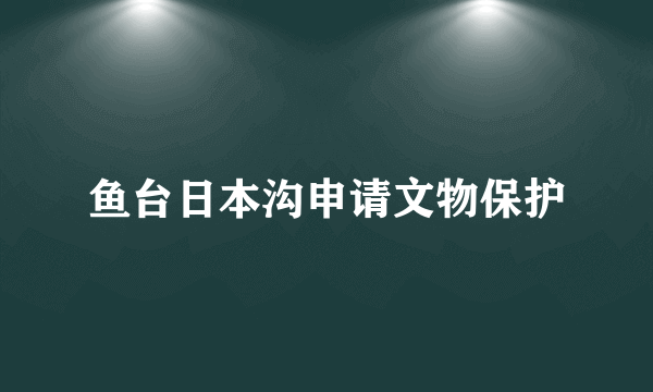 鱼台日本沟申请文物保护