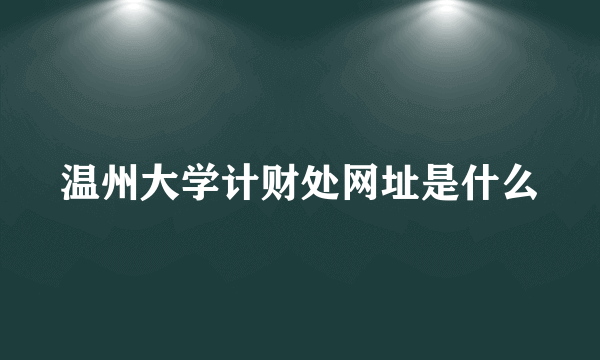 温州大学计财处网址是什么