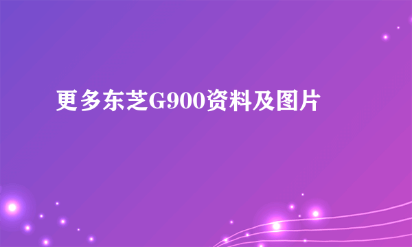 更多东芝G900资料及图片