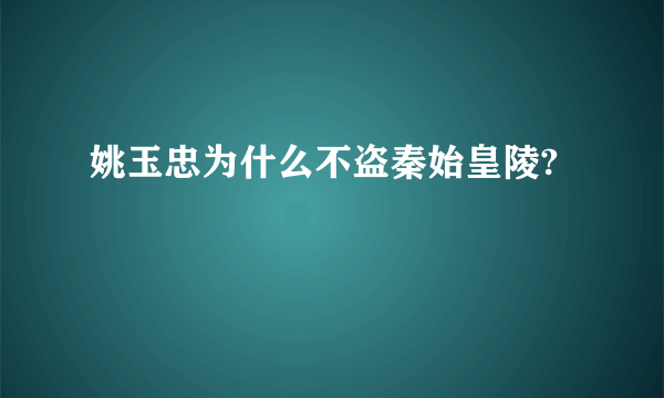 姚玉忠为什么不盗秦始皇陵?