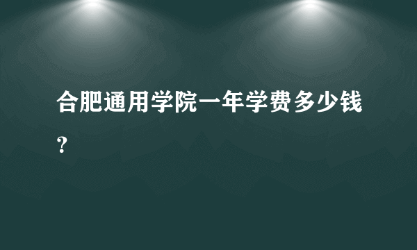 合肥通用学院一年学费多少钱？