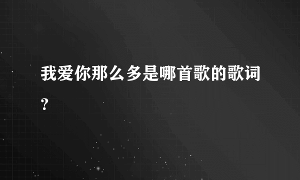 我爱你那么多是哪首歌的歌词？