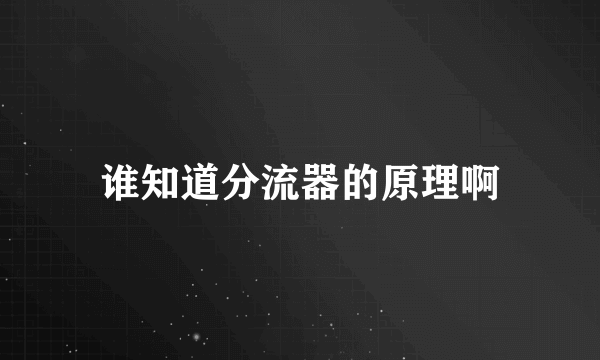 谁知道分流器的原理啊