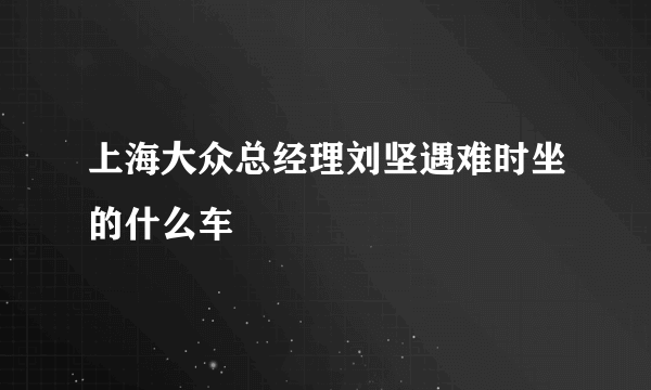 上海大众总经理刘坚遇难时坐的什么车