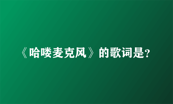 《哈喽麦克风》的歌词是？
