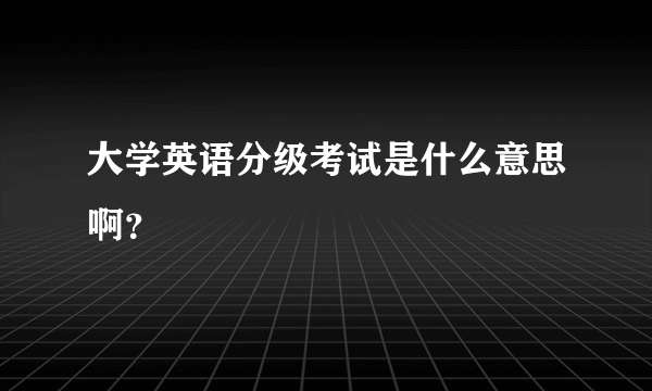 大学英语分级考试是什么意思啊？