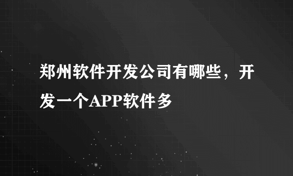 郑州软件开发公司有哪些，开发一个APP软件多