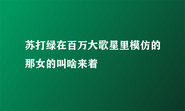 苏打绿在百万大歌星里模仿的那女的叫啥来着