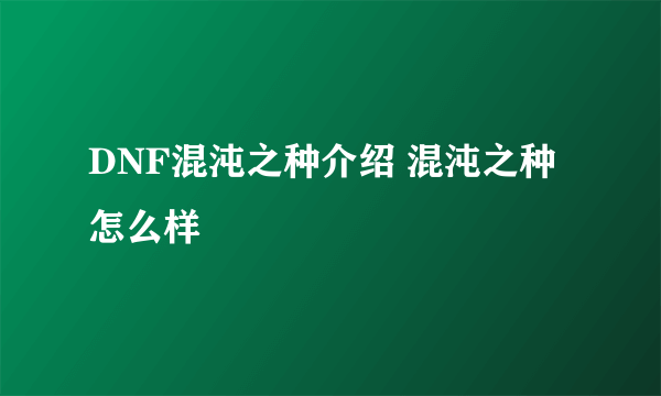 DNF混沌之种介绍 混沌之种怎么样