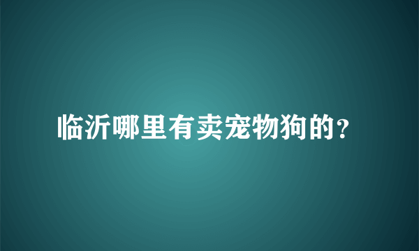 临沂哪里有卖宠物狗的？