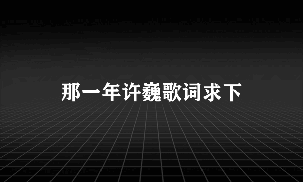 那一年许巍歌词求下