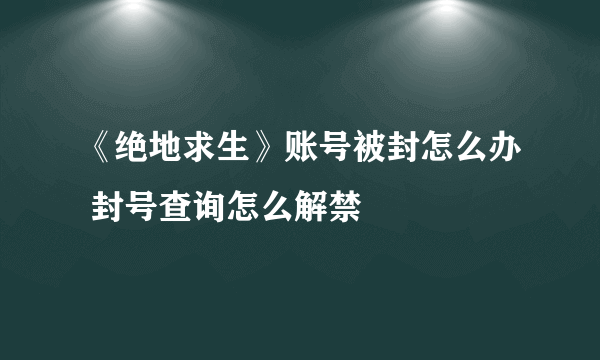 《绝地求生》账号被封怎么办 封号查询怎么解禁