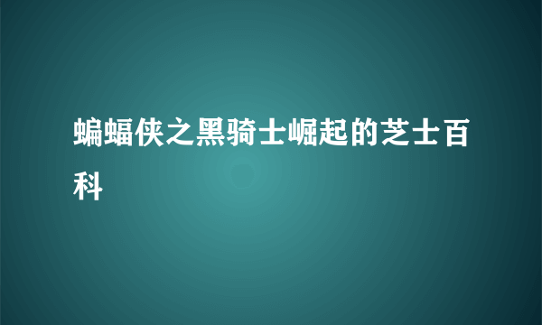 蝙蝠侠之黑骑士崛起的芝士百科