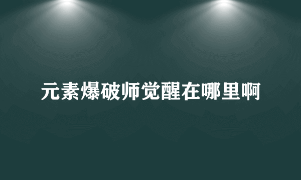 元素爆破师觉醒在哪里啊