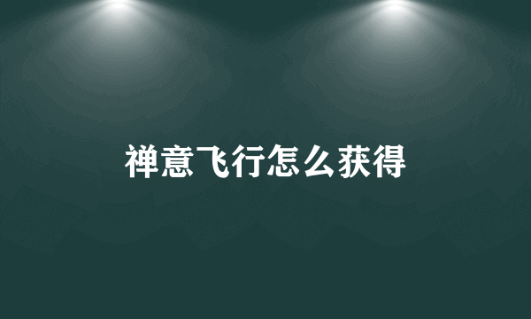 禅意飞行怎么获得