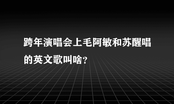 跨年演唱会上毛阿敏和苏醒唱的英文歌叫啥？