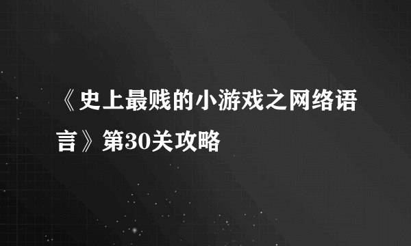 《史上最贱的小游戏之网络语言》第30关攻略