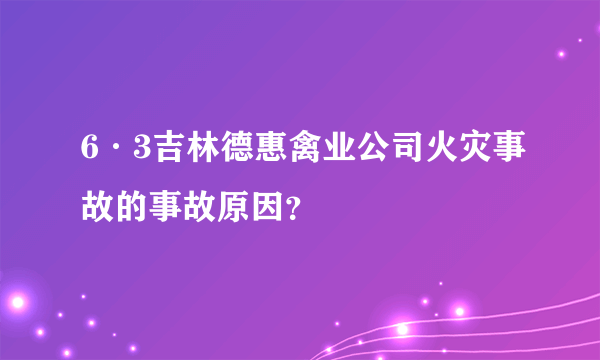 6·3吉林德惠禽业公司火灾事故的事故原因？
