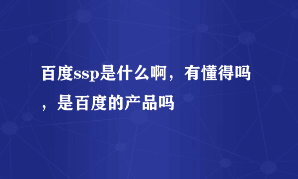 百度ssp是什么啊，有懂得吗，是百度的产品吗