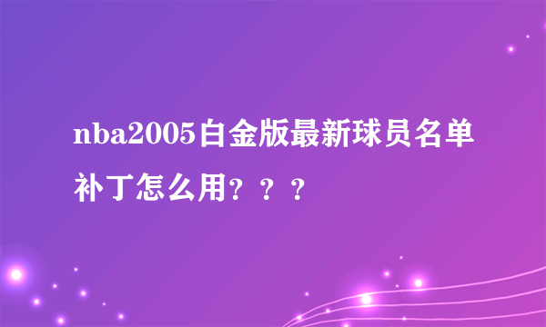 nba2005白金版最新球员名单补丁怎么用？？？