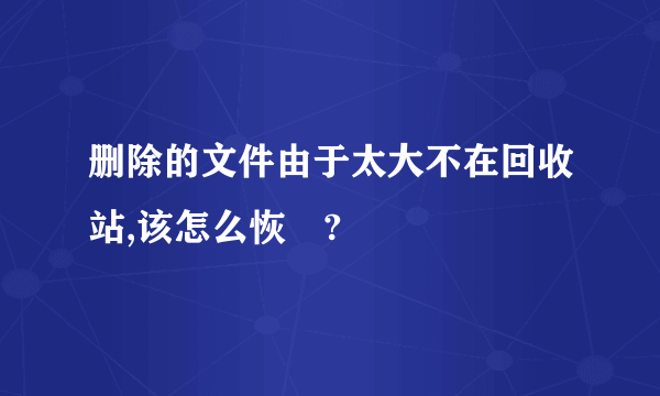 删除的文件由于太大不在回收站,该怎么恢復?