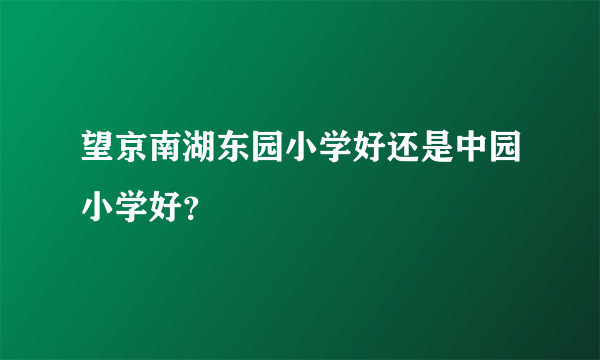 望京南湖东园小学好还是中园小学好？