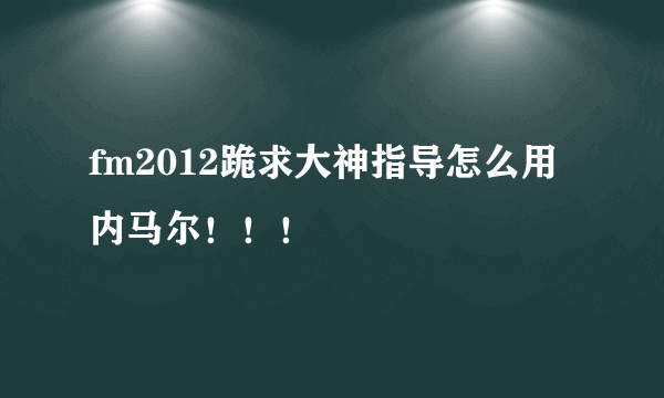 fm2012跪求大神指导怎么用内马尔！！！