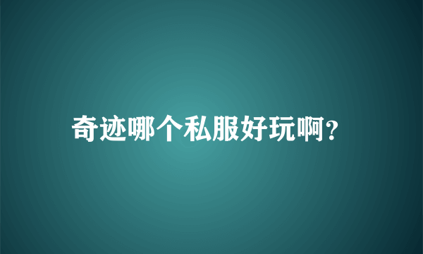 奇迹哪个私服好玩啊？