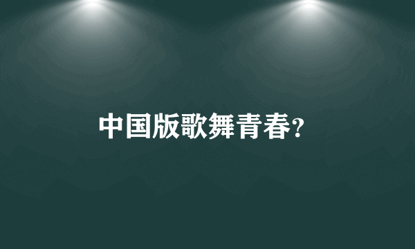中国版歌舞青春？