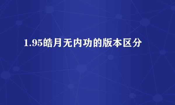 1.95皓月无内功的版本区分