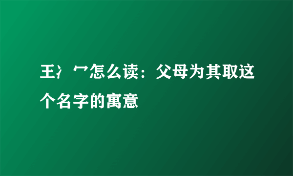 王冫冖怎么读：父母为其取这个名字的寓意